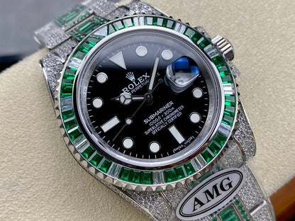 Rolex Submariner Date Green Black Dial Full Diamond