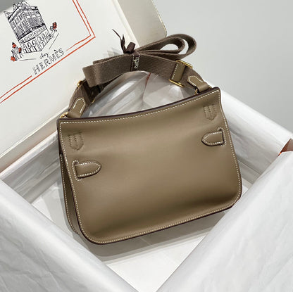 KELLY 23CM JYPSIERE BROWN LEATHER CROSSBODY BAG GHW