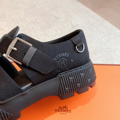 HM ITEM SANDAL SPACE CALFSKIN AND DENIM