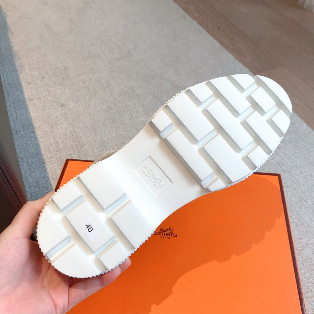 HM ITEM SANDAL WHITE CALFSKIN AND DENIM