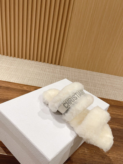CD Sandal White Grey Fleece And Canvas Fabric