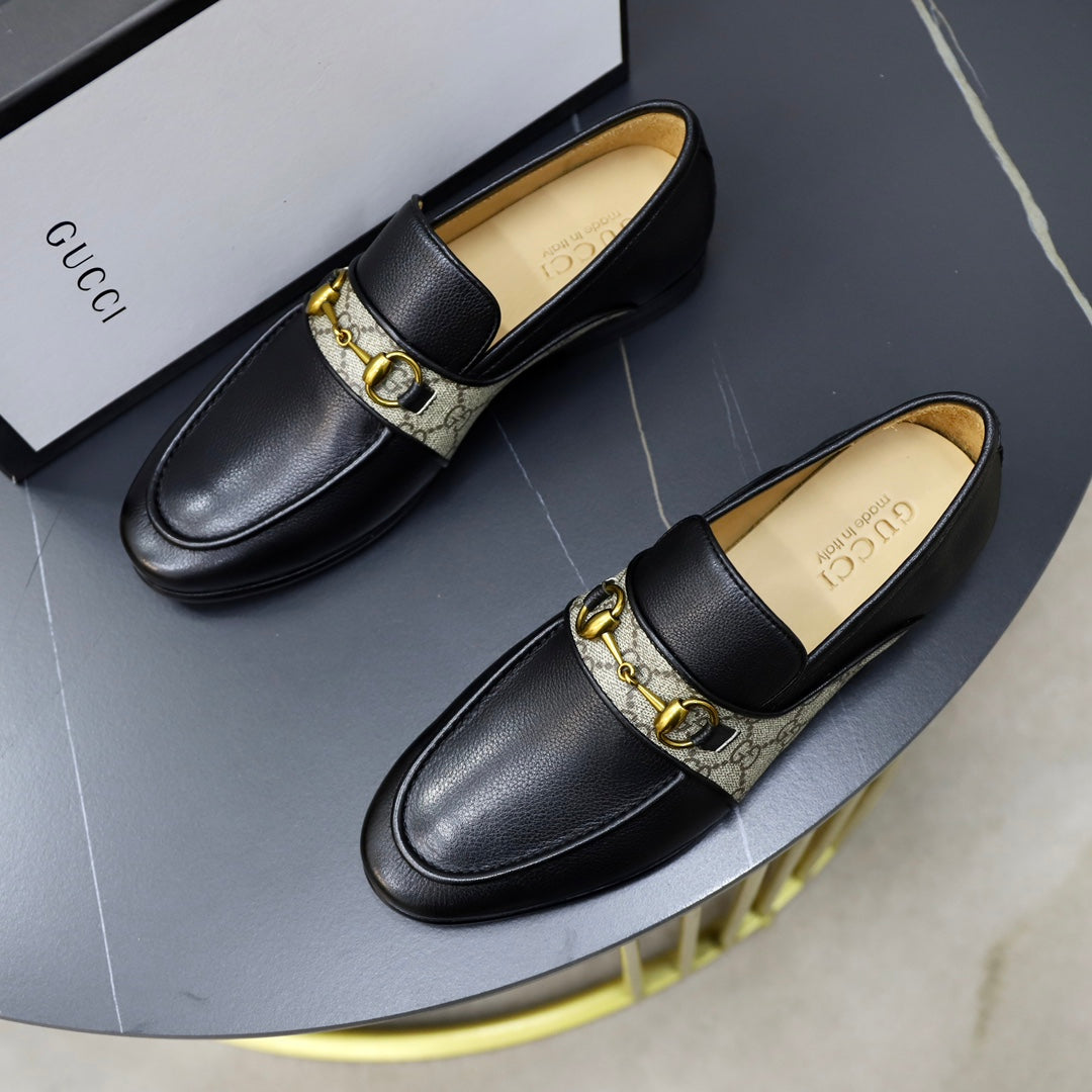 GG Men's Loafer Black Cowhide Canvas 551268
