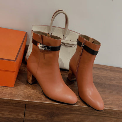 HM Saint Germain Ankle Boot Brown Black Calfskin