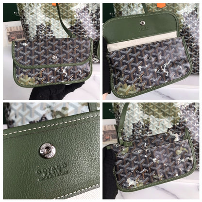 SAINT LOUIS GM BAG 40 IN GREEN MIX BLACK GOYARDINE CANVAS