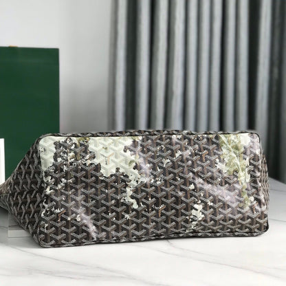 SAINT LOUIS GM BAG 40 IN GREEN MIX BLACK GOYARDINE CANVAS