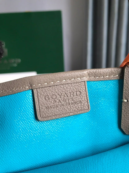 POITIERS CLAIRE-VOIE BAG 24 IN GREY MIX BLUE GOYARDINE CANVAS AND CALFSKIN