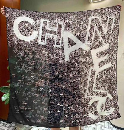 CC Square Scarf 140 CM In Colorful Cashmere Linen Fabric 371900