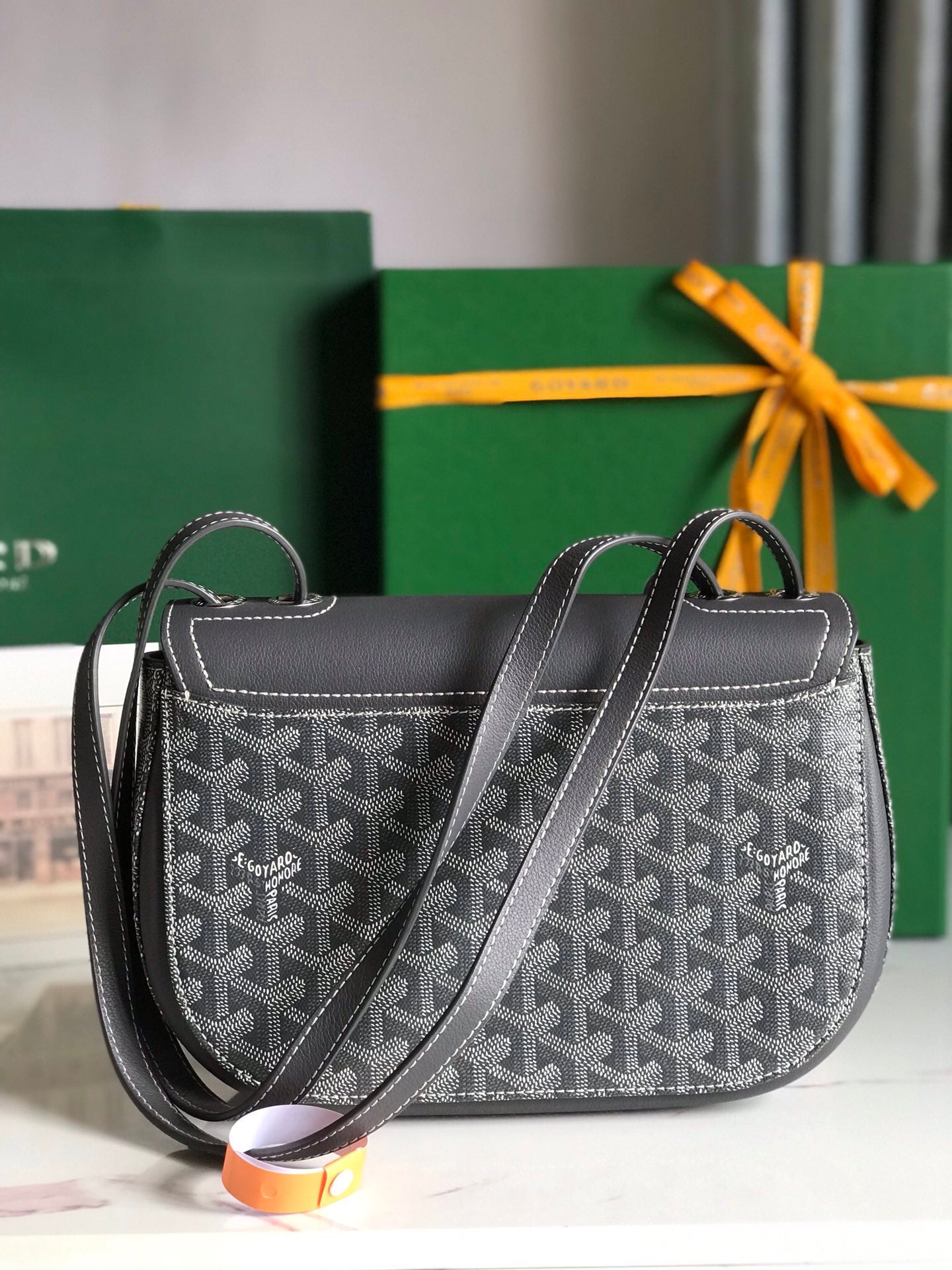 233 BAG 25 IN GRAY CALFSKIN AND GOYARDINE CANVAS