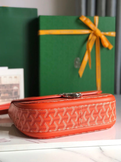 233 BAG 25 IN ORANGE CALFSKIN AND GOYARDINE CANVAS