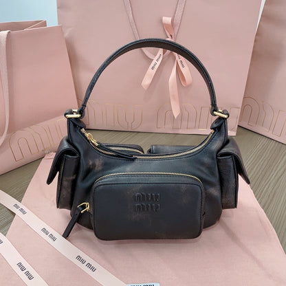 MIU POCKET 21CM SHOULDER BAG COFFE CALFSKIN