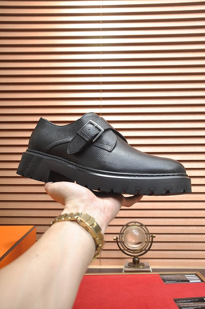 HM MONK STRAP BLACK GRAINED CALFSKIN
