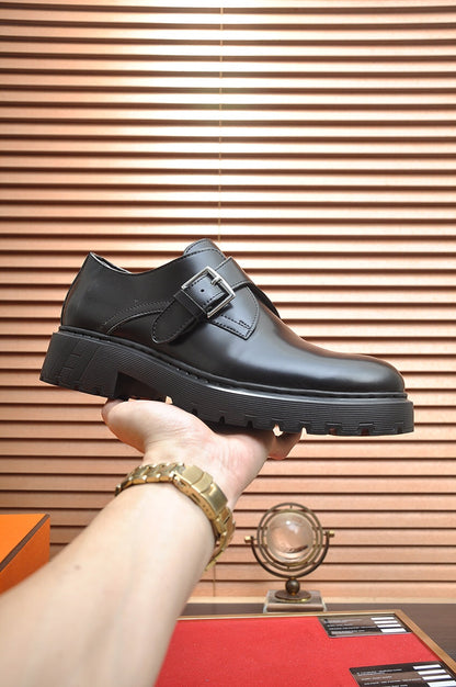 HM MONK STRAP GLOSSY BLACK CALFSKIN
