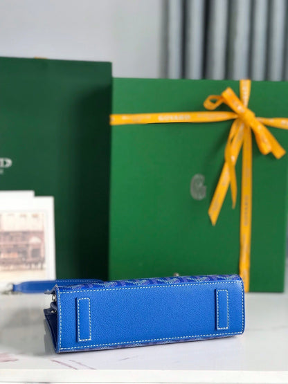 ROUETTE STRUCTURÉ MINI BAG 21 IN SAPPHIRE BLUE GOYARDINE CANVAS AND CALFSKIN