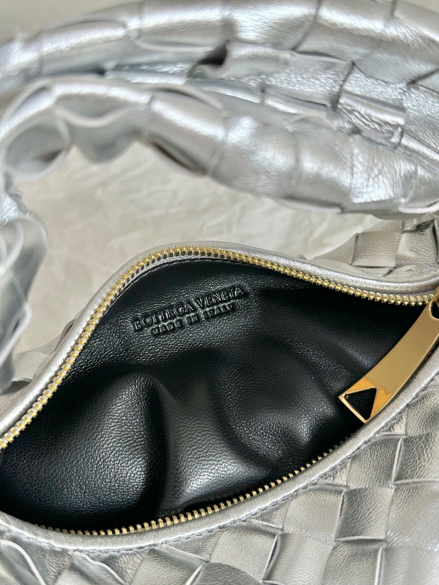 mini jodie 28 silver metalic lambskin