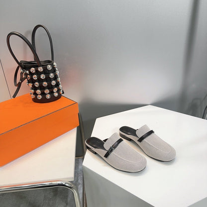 Lena Mule Gray Denim