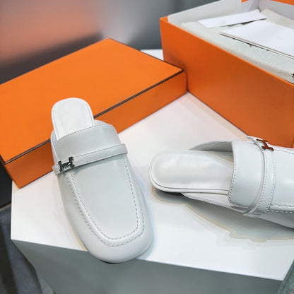 Lena Mule White Leather