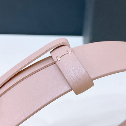 CHANEL BELT 3CM IN LIGHT PINK LAMBSKIN WITH CRYSTAL GOLD HARDWARE