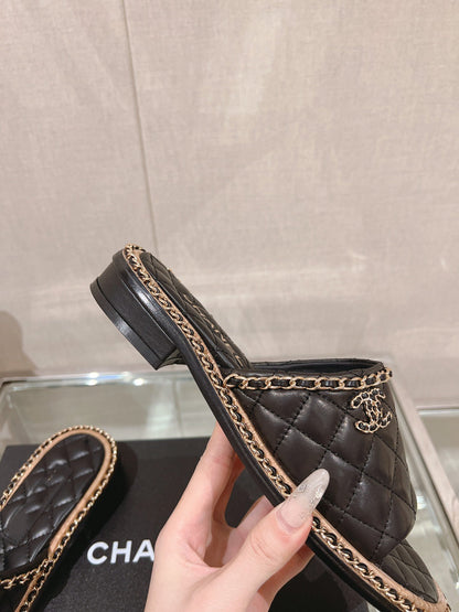 mule sandal 30 black quilted lambskin