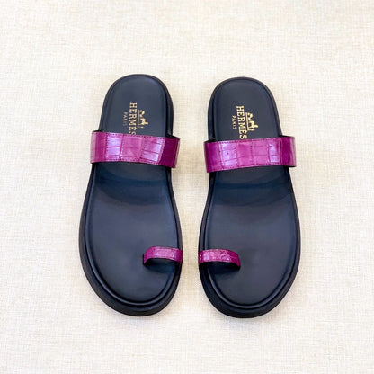 HM Men's Open-toe Sandals Pink Rubber Sheepskin 561661