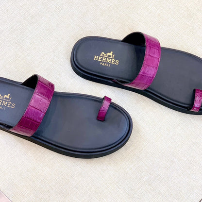 HM Men's Open-toe Sandals Pink Rubber Sheepskin 561661