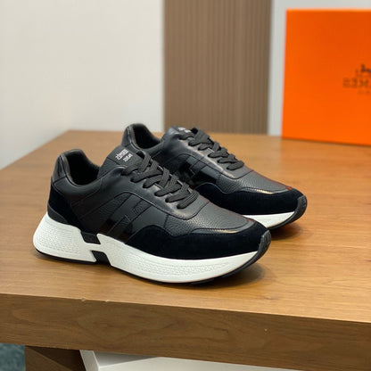 HM HOGAN SNEAKER BLACK CALFSKIN AND SUEDE