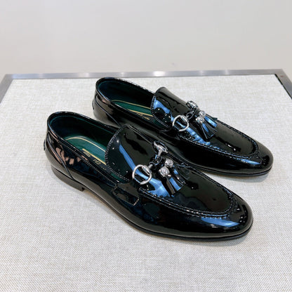 GG Men's Tassel Loafer Black Patent Leather 361345