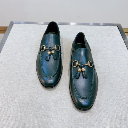 GG Men's Tassel Loafer Green Calfskin 361358