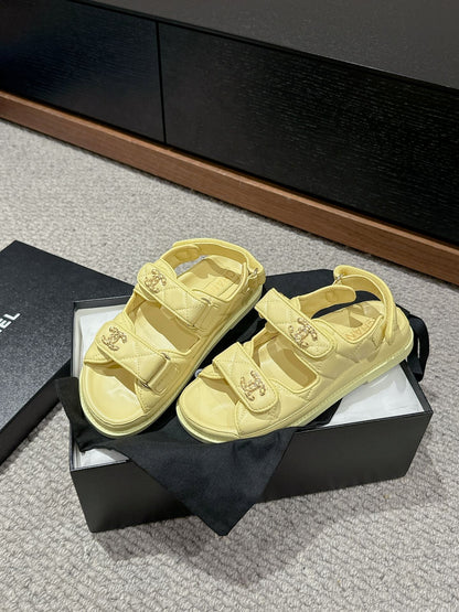 cc dad sandal mule pastel yellow calfksin