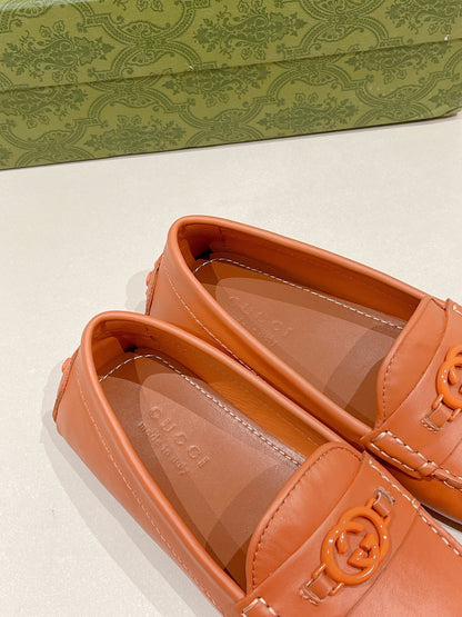 GG Men's Loafer Orange Calfskin 561758