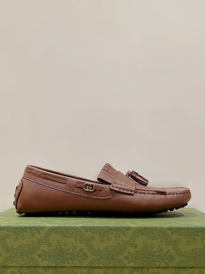 GG Men's Tassel Loafer Brown Calfskin 561802