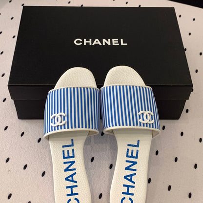 mule sandal striped blue white