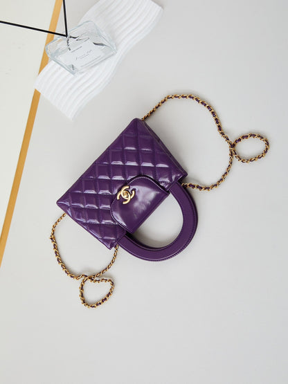 cc 24a nano 19cm kelly shopper bag purple lambskin