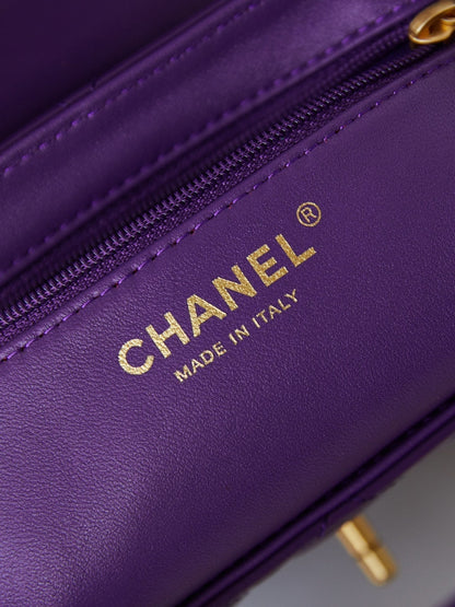 cc 24a nano 19cm kelly shopper bag purple lambskin