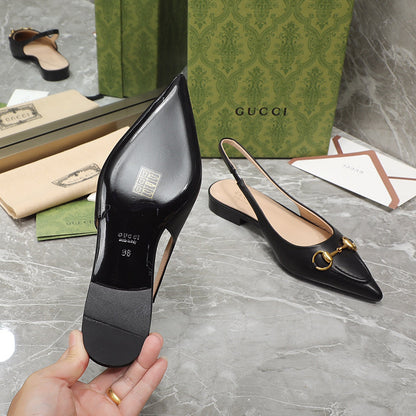 GG Slingback Flat Sandals black