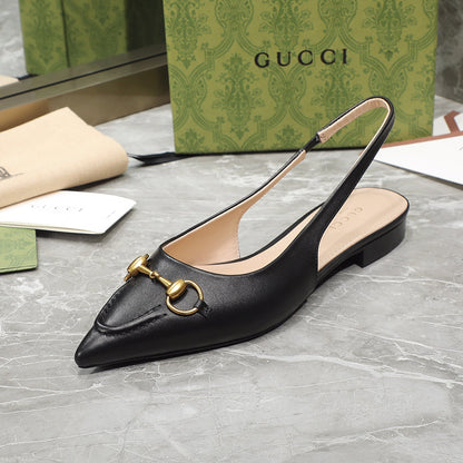 GG Slingback Flat Sandals black