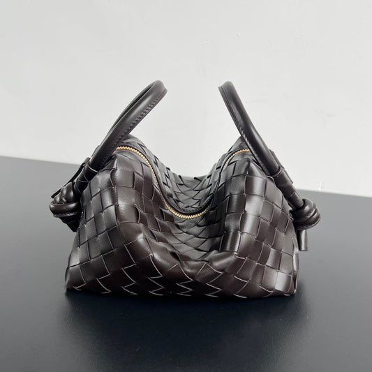 BV Loop Top Handle 19cm Chocolate Lambskin
