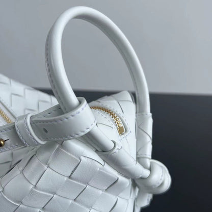 BV Loop Top Handle 19cm White Lambskin