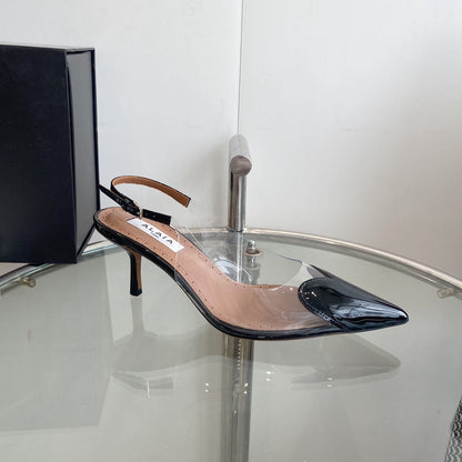 alaia slingbacks 60 optic black heart lambskin