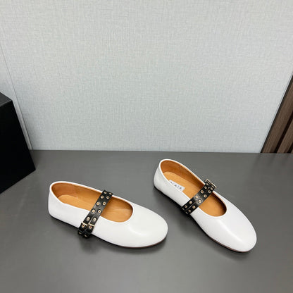 ALAIA MARY JANE SHOES IN WHITE LAMBSKIN SILVER HARDWARE