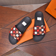 LV MULE RED MIX ORANGE DAMIER MONOGRAM CALFSKIN