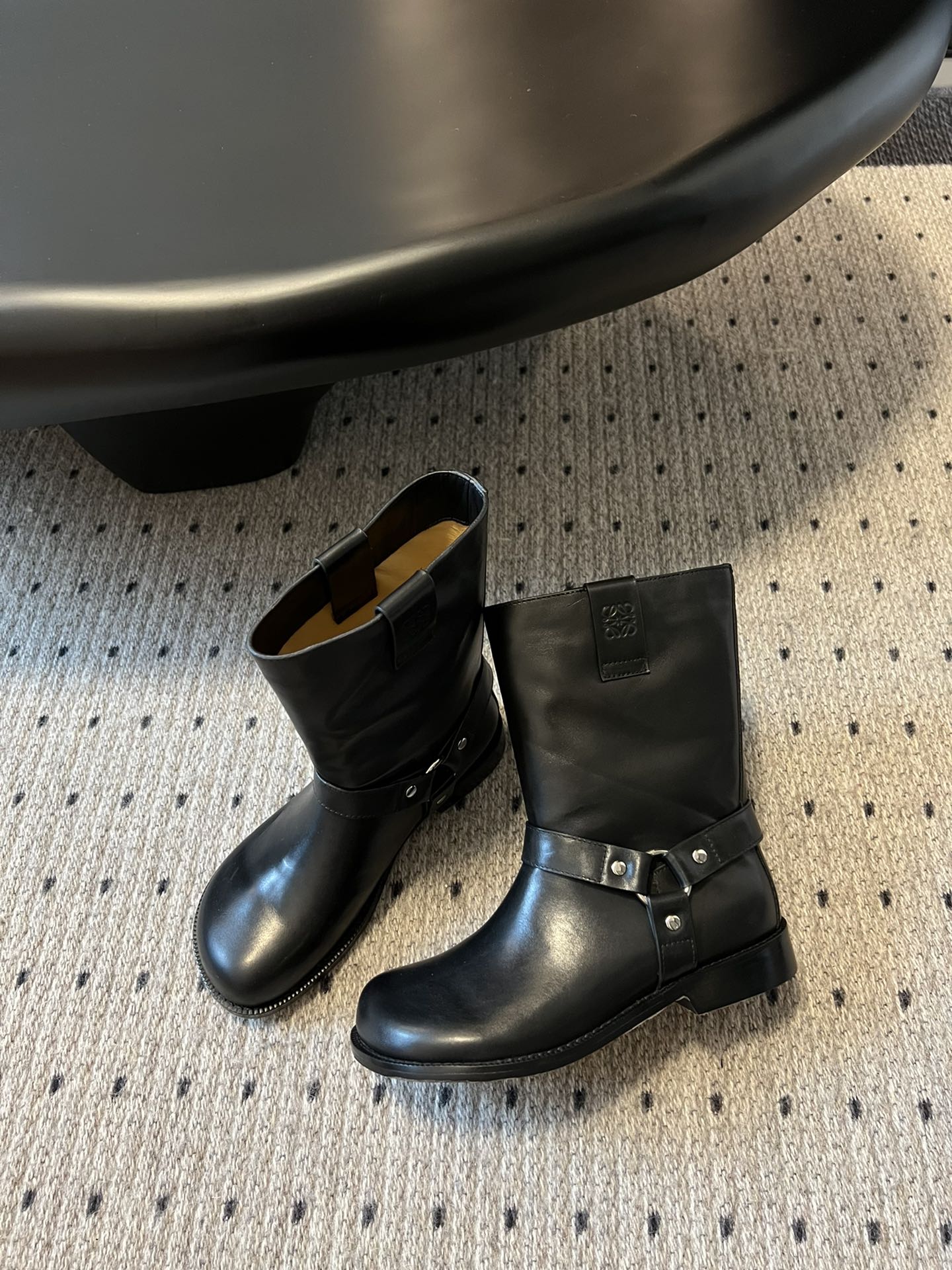 Loewe knight boots black sheepskin 478450