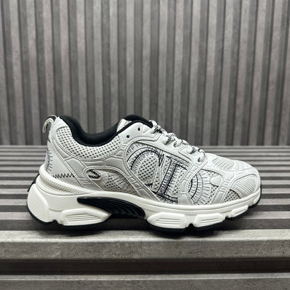 CD CHRONO SNEAKER WHITE AND BLACK CALFSKIN