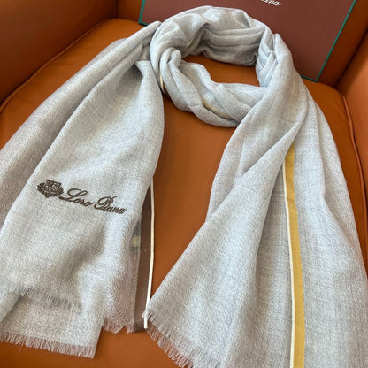 LP Quadrata Rainbow Scarf 210 CM In Grey Thin Silk Woven With Wool 428590