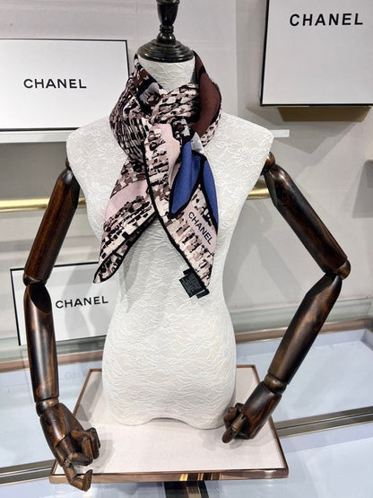CC Square Scarf 110 CM In Colorful Cashmere Silk  413604