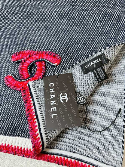 CC Scarf 220 CM In Black Grey Mix Red Cashmere 389885
