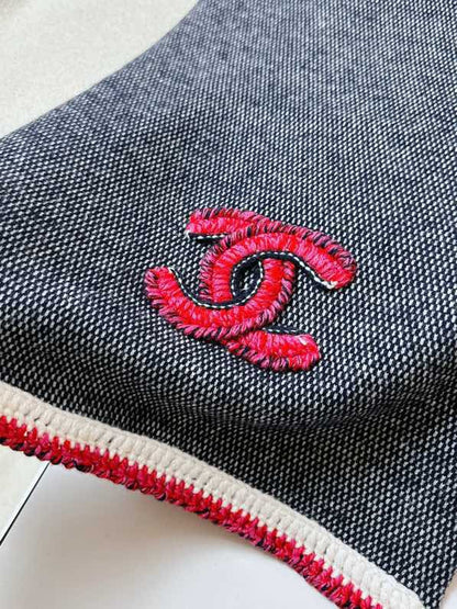 CC Scarf 220 CM In Black Grey Mix Red Cashmere 389885