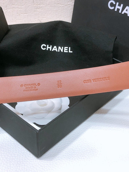 CHANEL BELT 3CM BROWN EMBROIDERED LAMBSKIN WITH SILVER HARDWARE