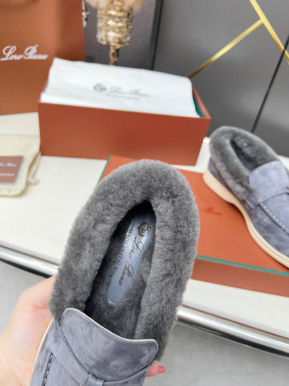 LP Summer Charm Walk Loafer Violet Blue Suede Lamb Fur