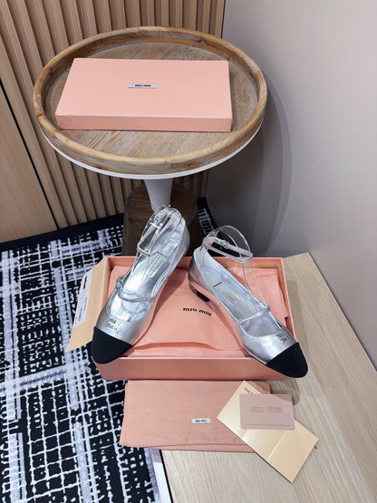 Miu Mary Jane Silver Metallic Lambskin
