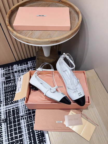 Miu Ballet Flat White Porcelain Sheepskin